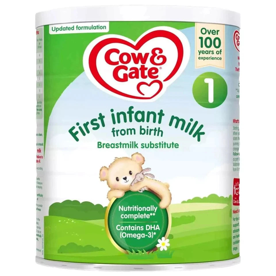 Front image: Cow and Gate First Infant Milk Powder 700g baby formula from birth packaging