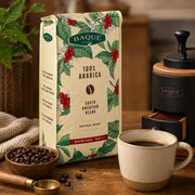 Baqué Café 100% Arabica South American Blend Coffee Beans, coffee bag packaging, no flavour, 1kg, whole bean coffee brewing