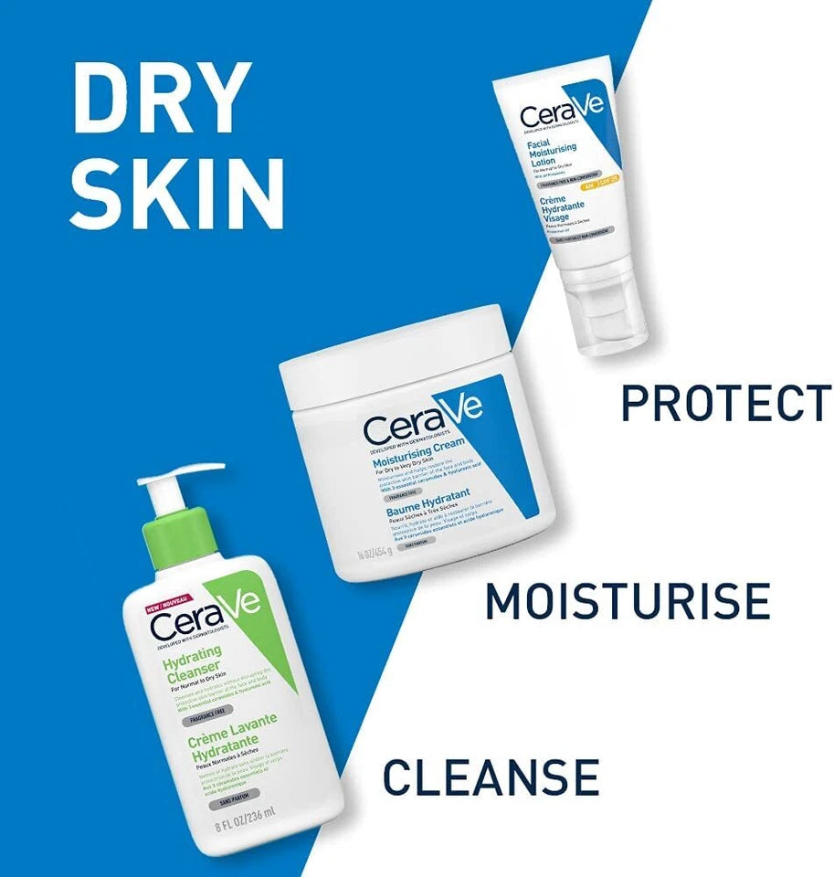 CeraVe Hydrating Cleanser Normal to Dry Skin 473ml cleansing routine