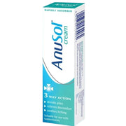 Front of 43g Anusol Cream tube, blue and white packaging.