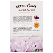Back image: Secret Hint Spanish Saffron Threads spice box 1g premium saffron