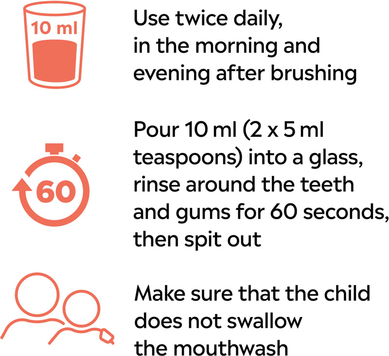 Listerine Smart Rinse Kids Mild Berry Mouthwash alcohol-free oral rinse bottle 500ml how to use