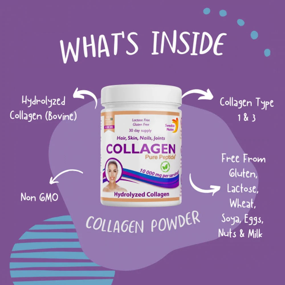 Lifestyle/use image: Swedish Nutra collagen powder unflavoured daily use mixed drink 300g