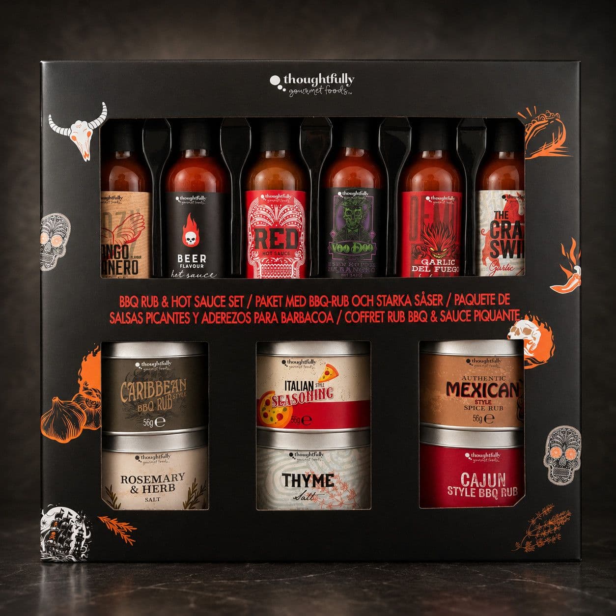 Thoughtfully Gourmet BBQ Rub & Hot Sauce Gift Set 12 Piece