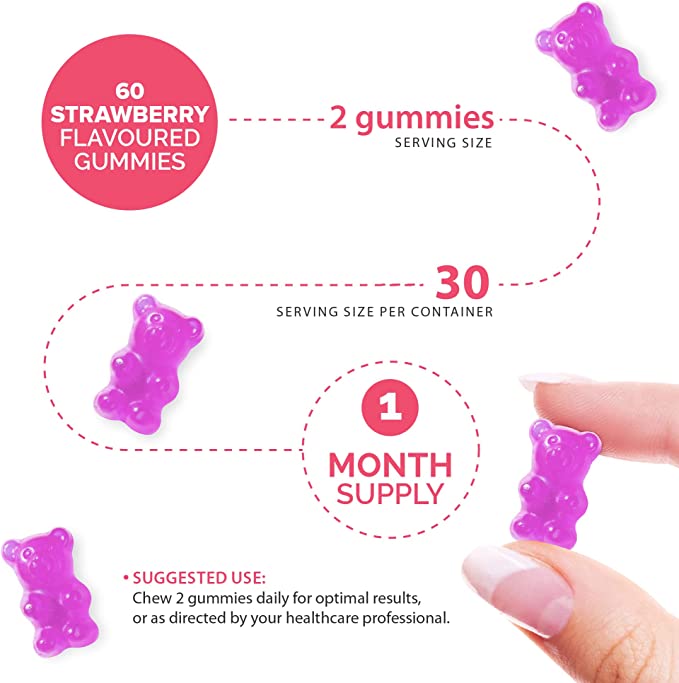 Novomins Womens Bio Balance Gummies Strawberry 60 Count natural strawberry flavour 2 per day gummies